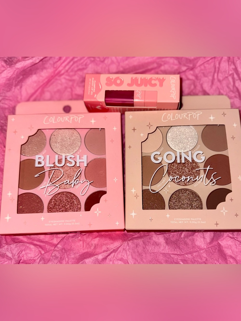 Colourpop Eyeshadow Palette Bundle with So Juicy Plumping Glossy Lip Oil - NEW
